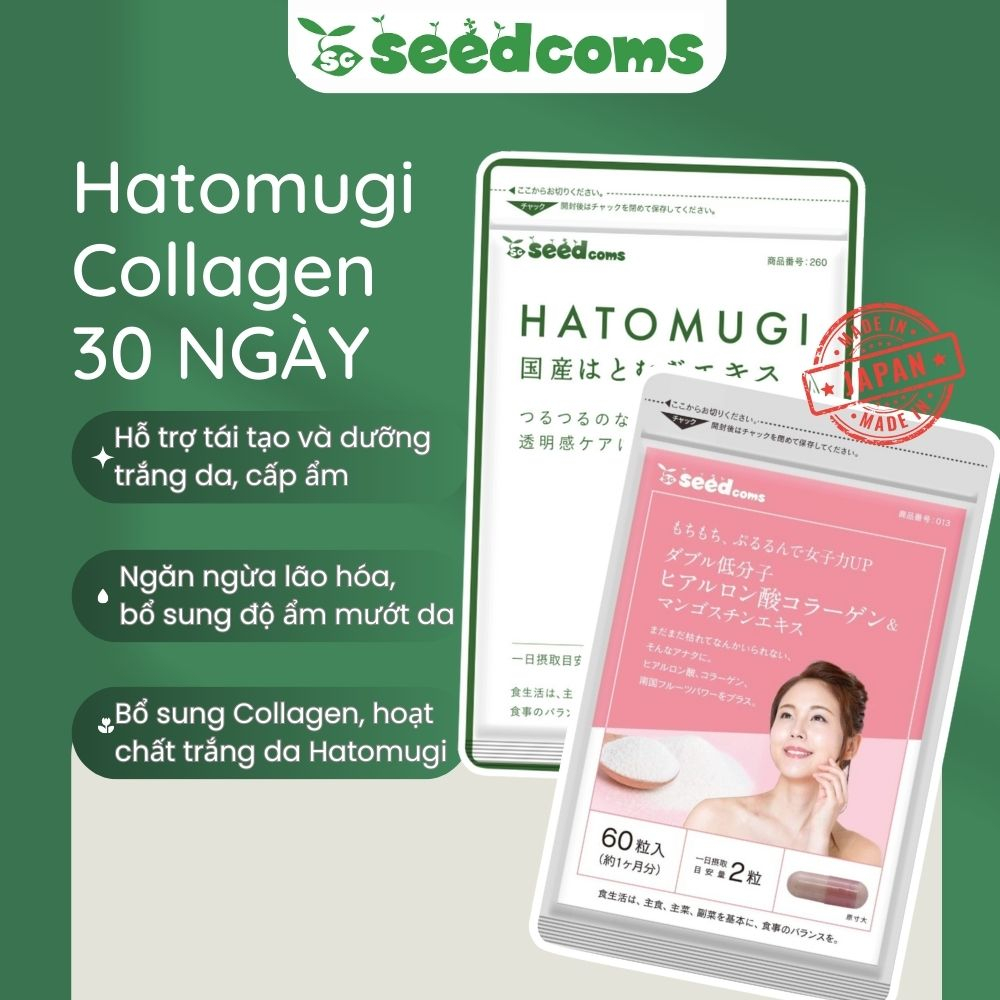 Combo Viên uống Seedcoms Chống Lão Hoá Da 30 Ngày (Sáng da 30 viên & Collagen 60 viên) - Seedcoms