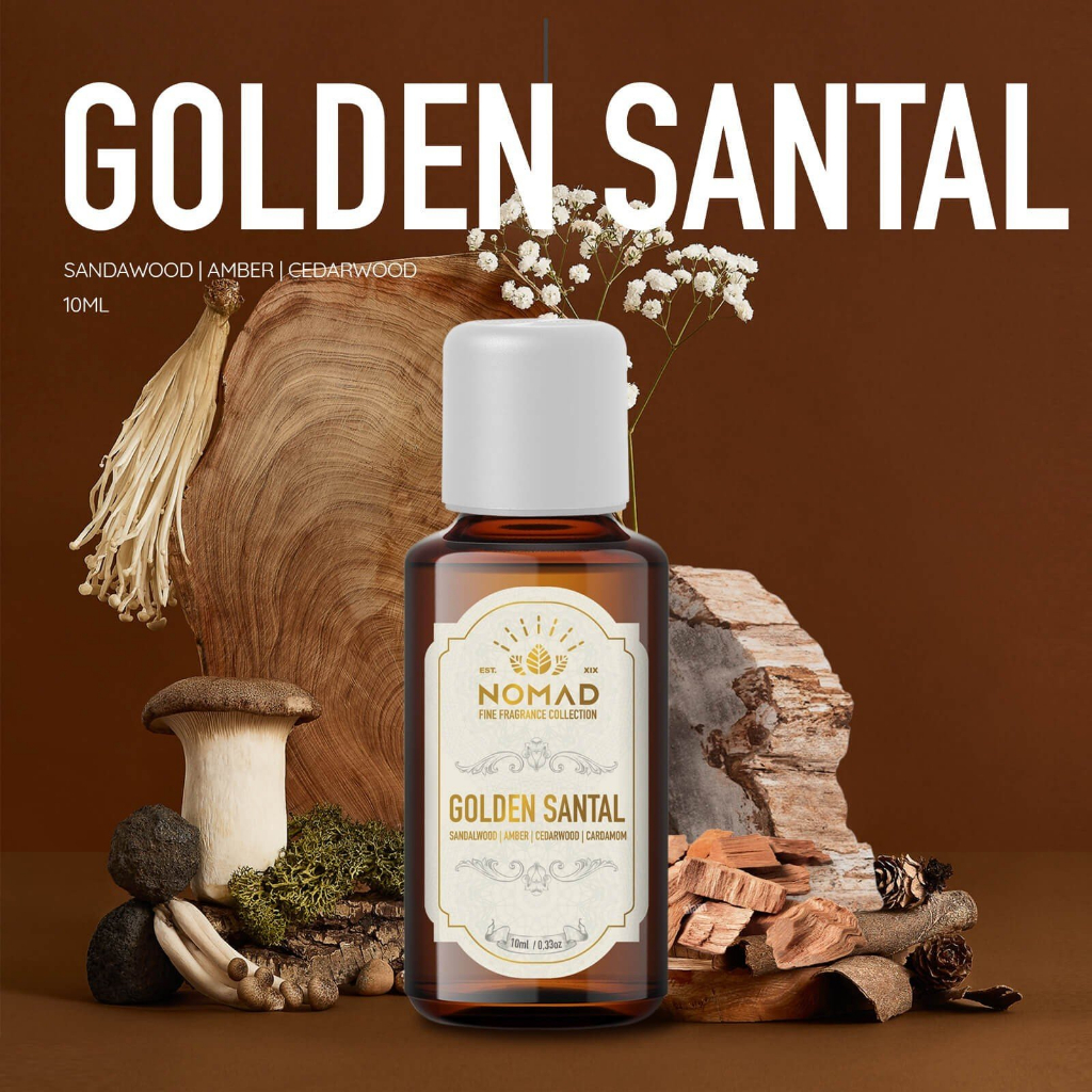 Tinh Dầu Thơm Từ Gỗ Quý, Xạ Hương, Hỗ Phách Cao Cấp Nomad Fine Fragrance Oils - Golden Santal
