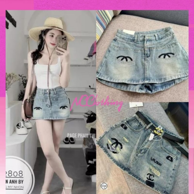 Chân váy jeans ngắn chữ A cạp lưng cao hottend | BigBuy360 - bigbuy360.vn