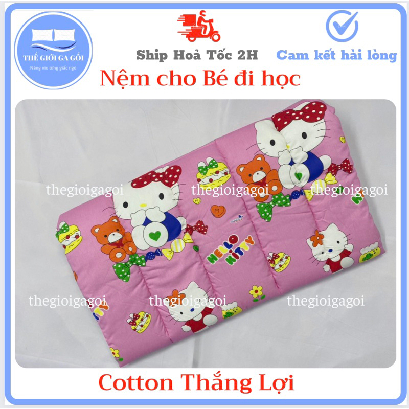 NỆM TRẺ EM COTON CHẦN GÒN, NỆM CHO BÉ ĐI HỌC 75 x 120cm, hoạ tiết hoạt hình