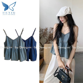  Áo hai dây jean dáng babydoll cá tính DENIG 