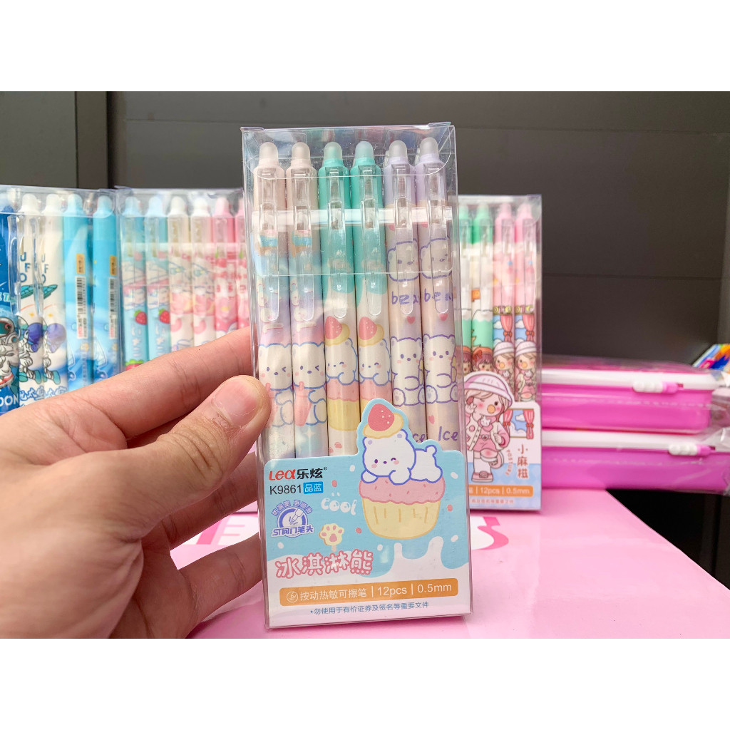 Bút Bi Tẩy Được Mực Gel In Hình Siêu Dễ Thương, Bút Bi Xóa Được Nhiều Màu Sắc