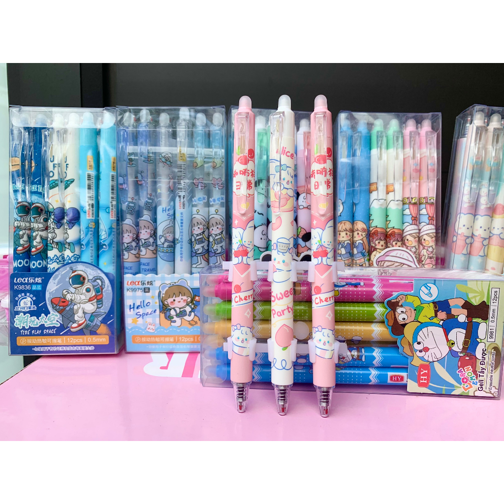 Bút Bi Tẩy Được Mực Gel In Hình Siêu Dễ Thương, Bút Bi Xóa Được Nhiều Màu Sắc