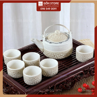 Bộ ấm chén không khay, bộ ấm chén men rạn bát tràng cao cấp - gốm store