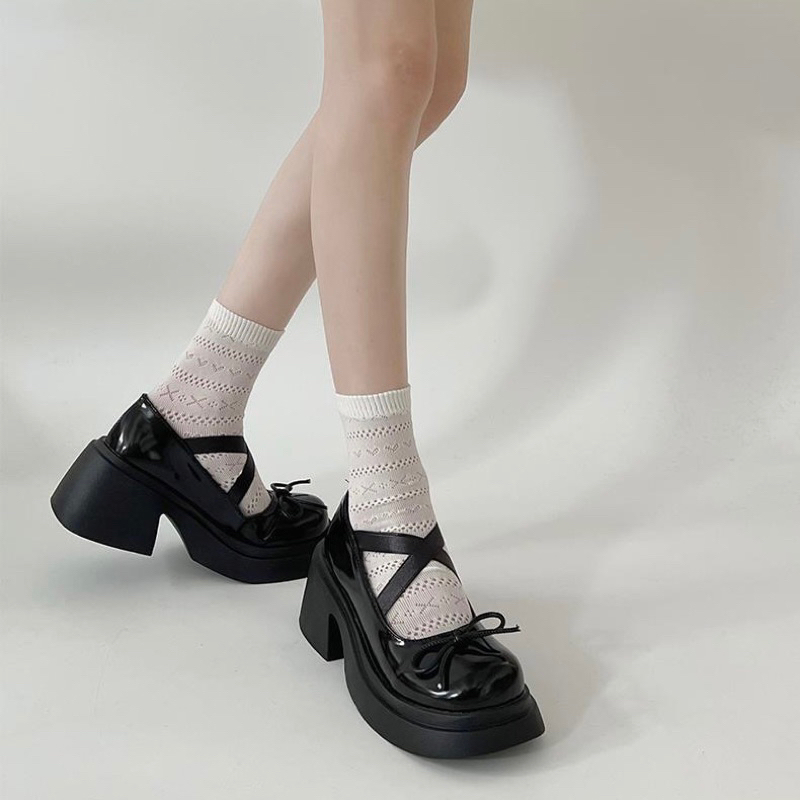 GIÀY BÚP BÊ A43 ĐẾ CAO 7CM MÀU BẠC QUAI CHÉO PHỐI NƠN