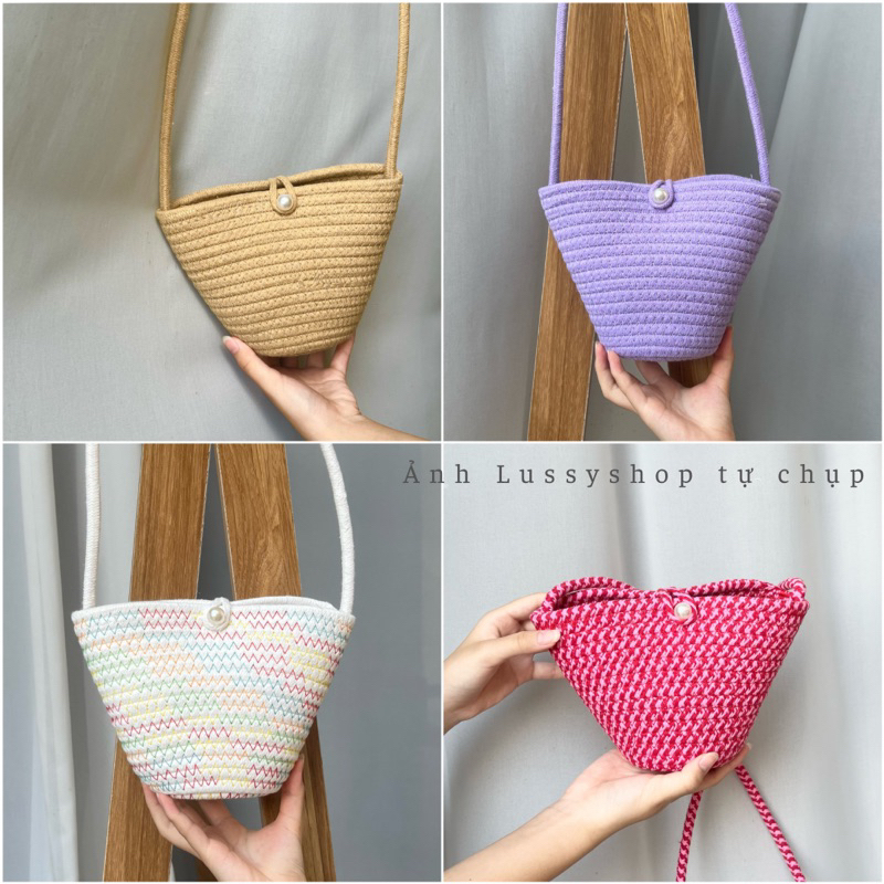 Túi Cói Đi Biển Du Lịch Đeo Vai Phom Nhỏ Vintage Siêu Hot