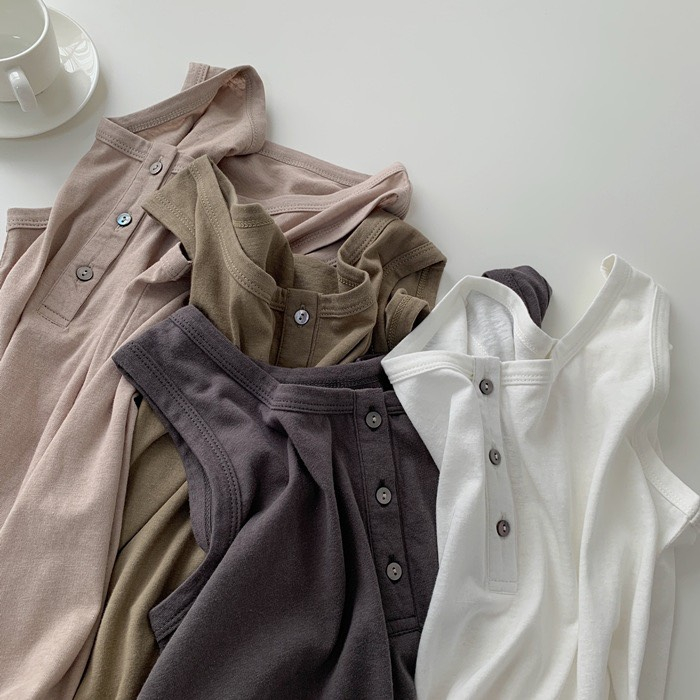 Áo ba lỗ nữ có nút cotton co giãn thoáng mát basic phù hợp cho ngày hè nắng nóng áo sát nách cút cài bán chạy giá rẻ