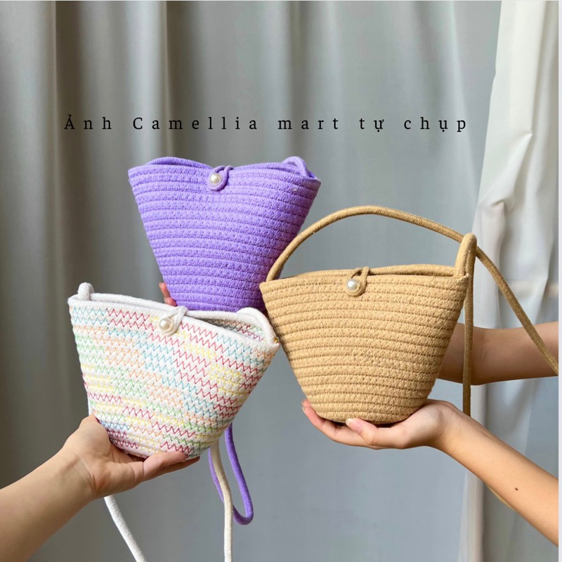 Túi xách cói đeo vai đi du lịch biển nàng thơ siêu xinh