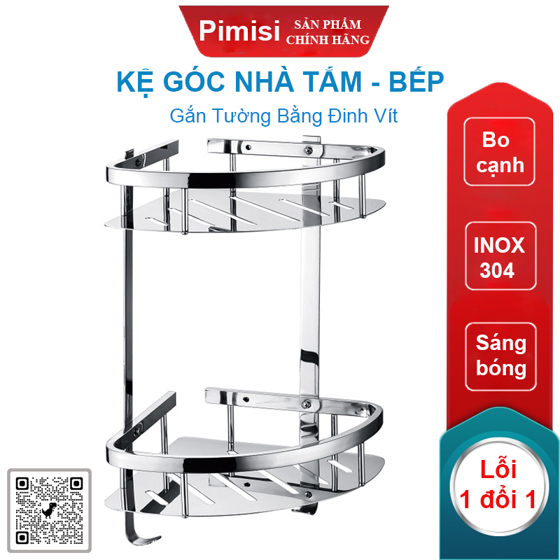 Kệ Góc Nhà Tắm Inox 304 Pimisi PK-026G Gắn Tường Hình Tam Giác Đựng Đồ Trong Phòng Tắm - Nhà Bếp Dễ Vệ Sinh | Chính Hãng
