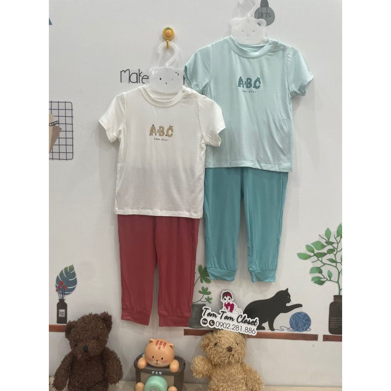 La Pomme Bộ cộc tay quần dài bảng chữ cái vui nhộn SS2023
