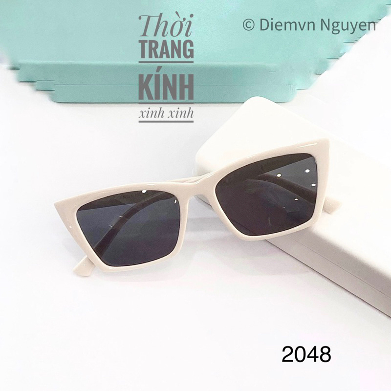 Kính râm thời trang chuẩn UV_ Kính râm unisex nam nữ 2048, dáng kính vuông, chất nhựa sáng đẹp
