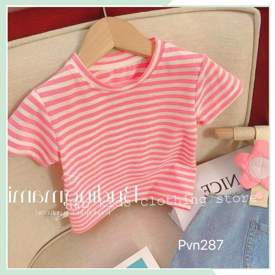 Bộ yếm bò kèm áo kẻ tăm dệt cho bé gái, set bộ mùa hè váy bò hai dây kèm áo cộc tay cổ tròn mùa hè cho bé gái BYBG10