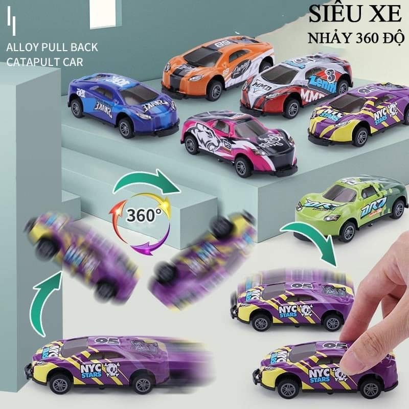 Ô tô bật nhảy 360 độ, ô tô nhào lộn mini bằng hợp kim chạy đà bật nhảy 360 độ khi gặp vật cản