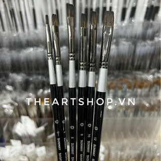 Cọ vẽ lông sóc đầu dẹt thân đen sunway - flat theartshop
