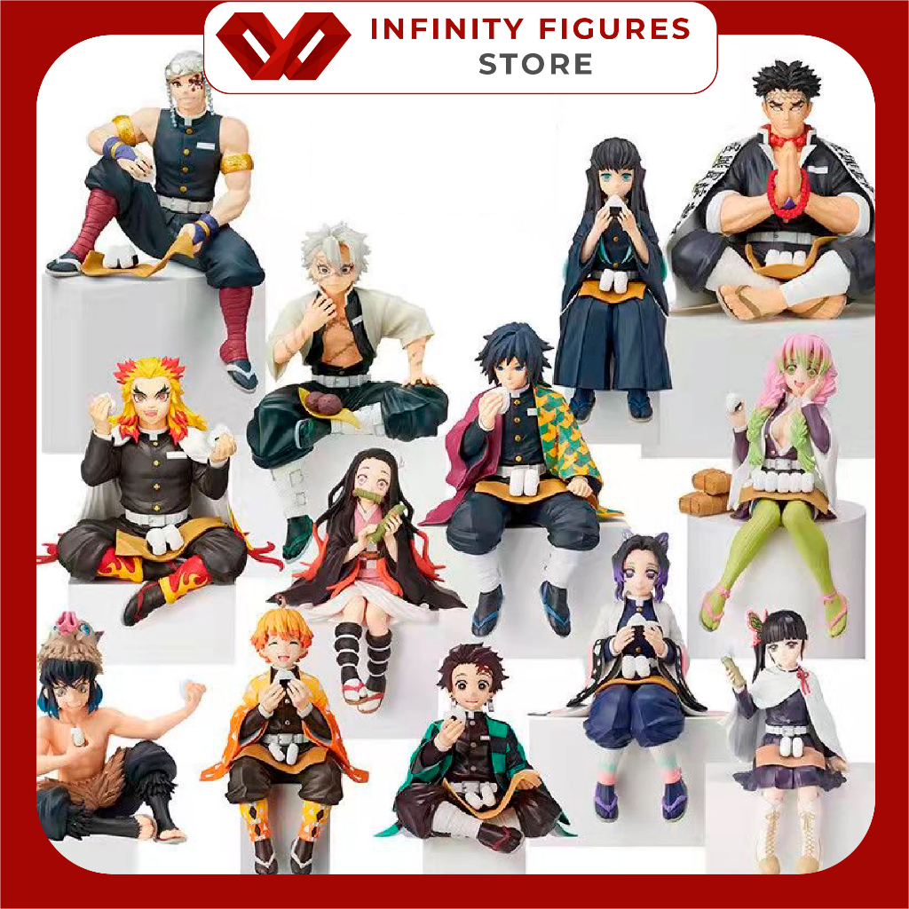 Mô hình Kimetsu No Yaiba dáng ngồi ăn, figure demon slayer decor trang trí PC làm quà, anime thanh gươm diệt quỷ NO BOX