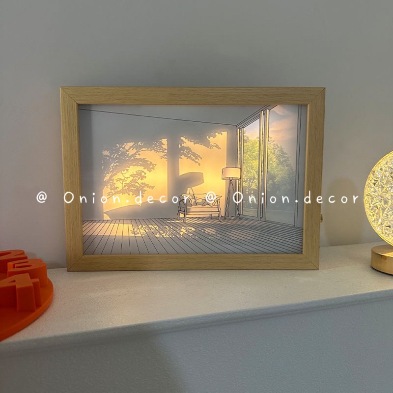 Tranh đèn led gỗ Acrylic decor trang trí phòng ngủ sáng tạo