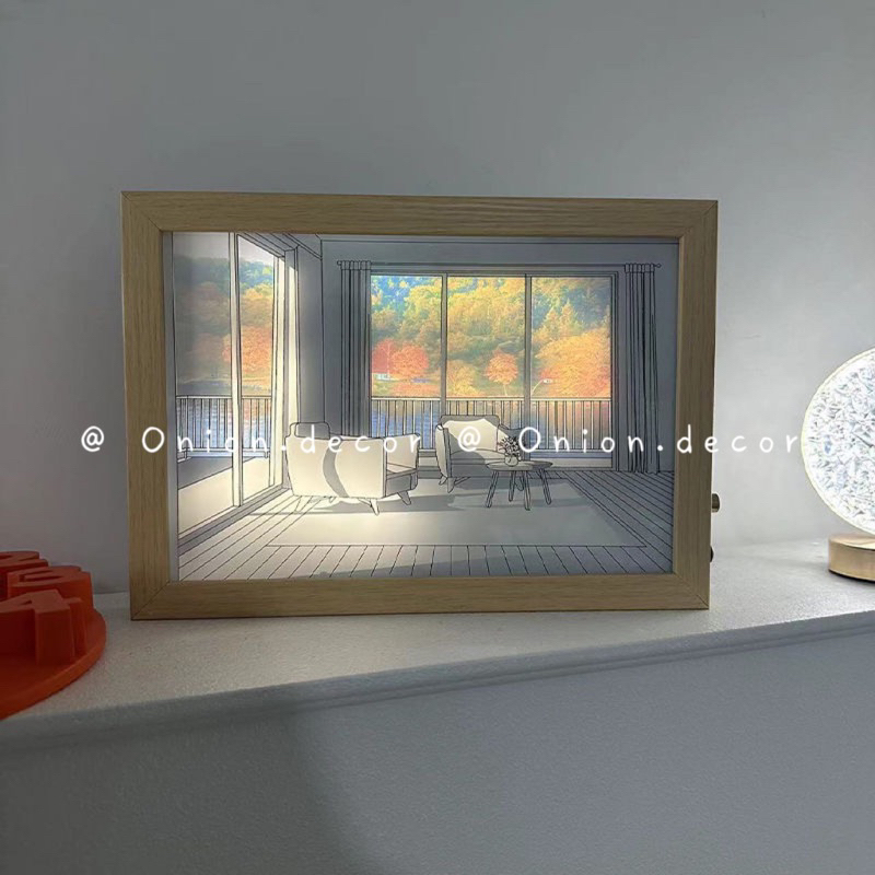 Tranh đèn led gỗ Acrylic decor trang trí phòng ngủ sáng tạo