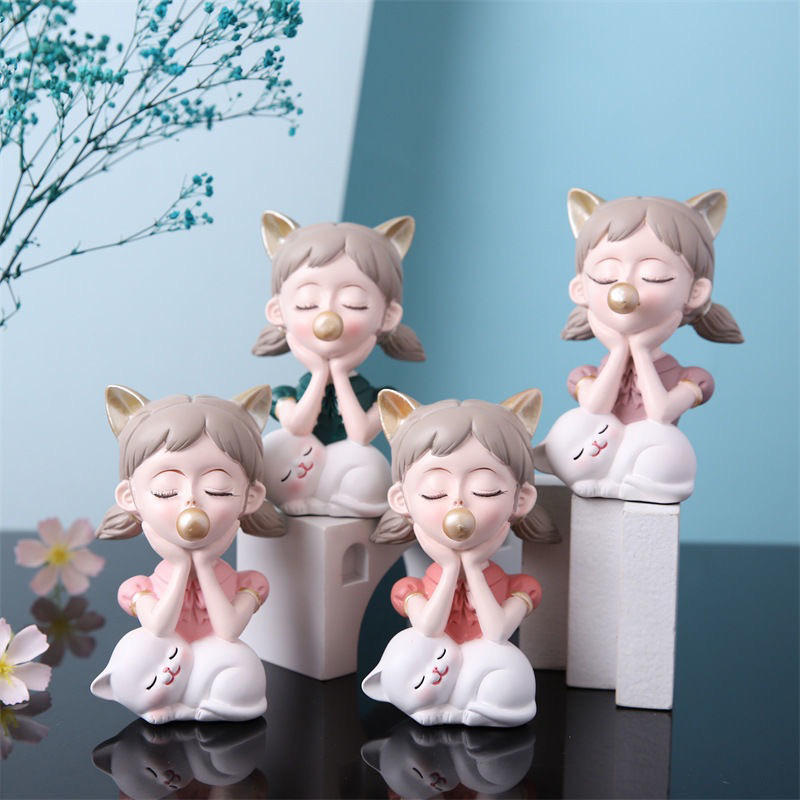 Mô hình tượng cô gái thổi bong bóng nghệ thuật cho trang trí nhà