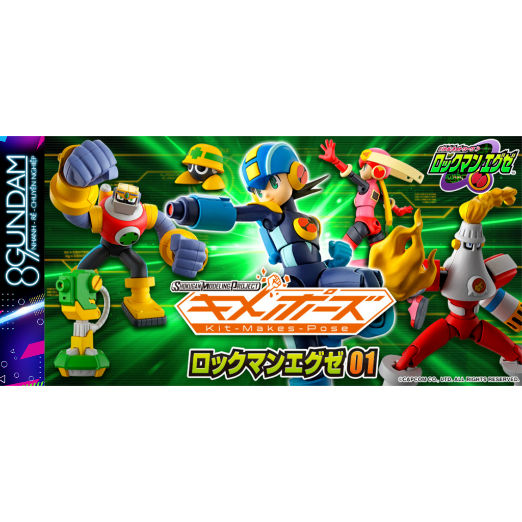 Mô Hình Lắp Ráp Super Mini Pla SMP Kit Makes Pose Rockman Mega Man Battle Network EXE 01 (Set of 4)