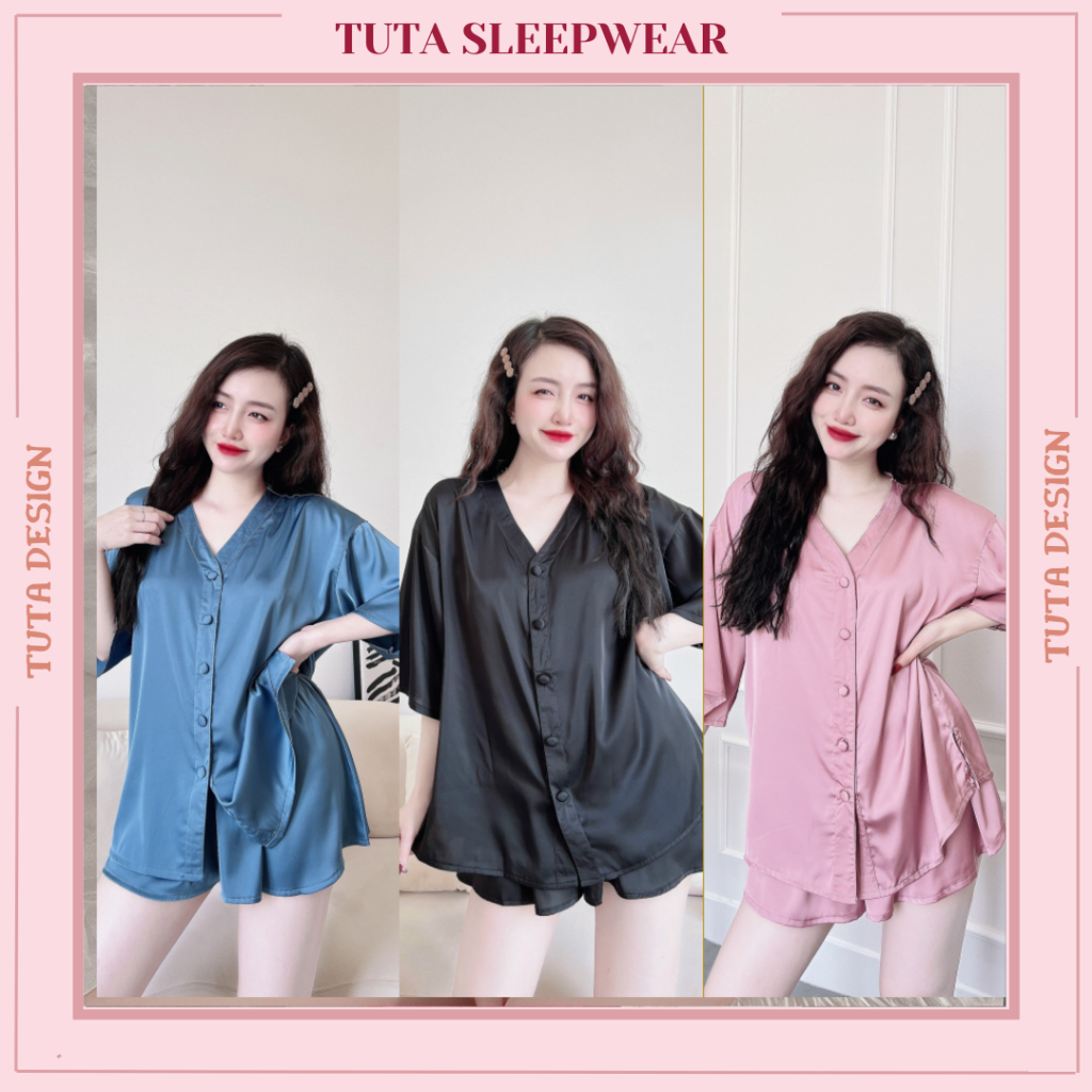 Đồ ngủ nữ bộ lụa mặc nhà bigsize quần đùi tay lỡ chất liệu cao cấp thoáng mát
