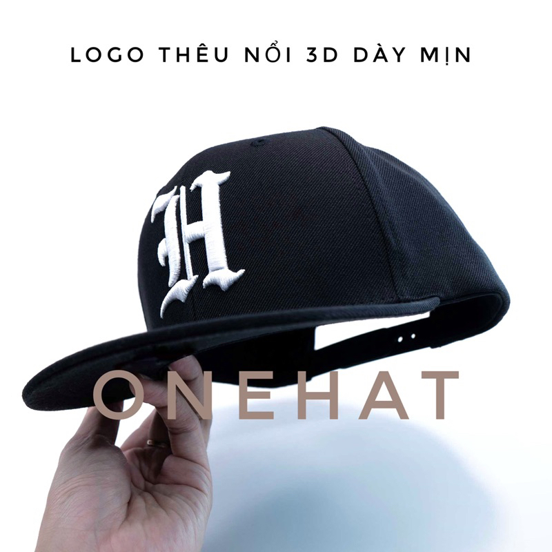 Nón snapback hiphop vành thẳng logo chữ H cách điệu brand One Hat