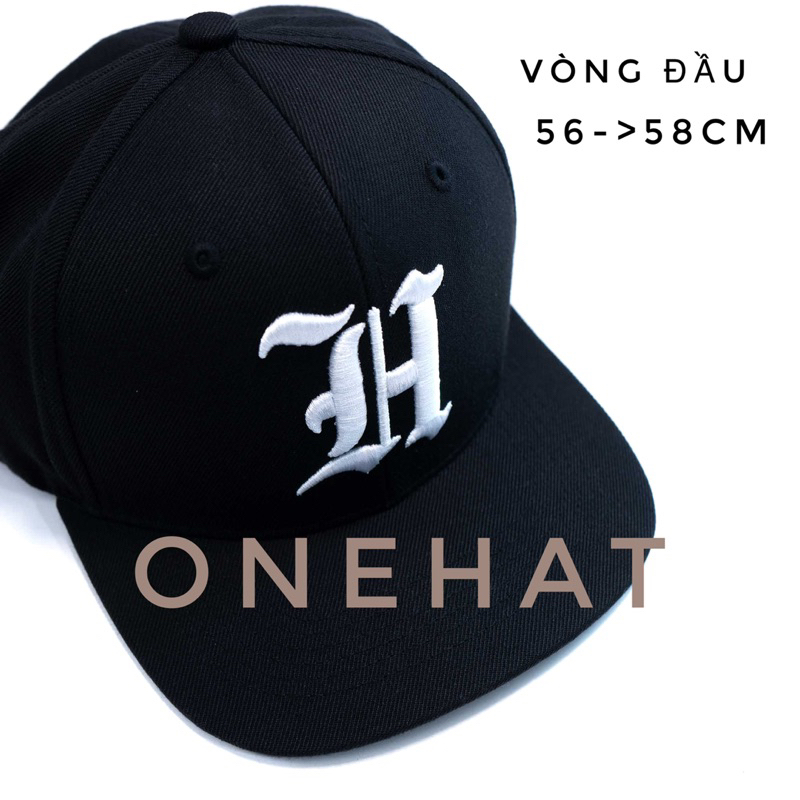 Nón snapback hiphop vành thẳng logo chữ H cách điệu brand One Hat