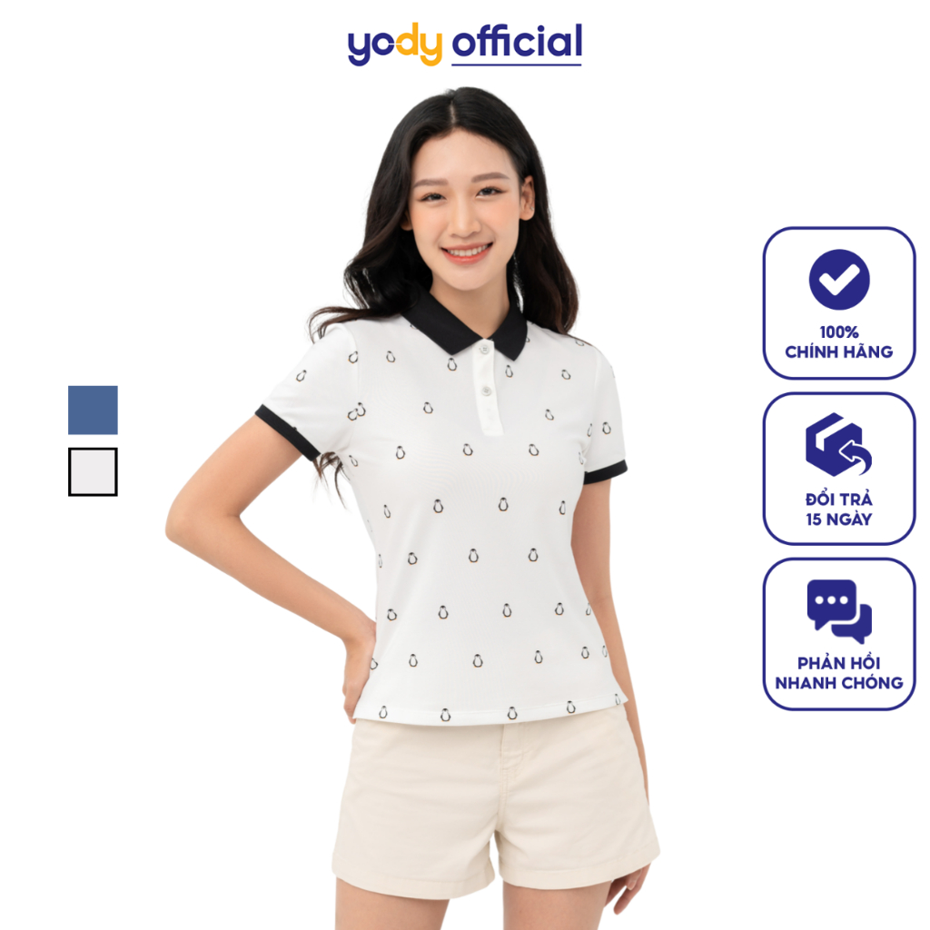 Áo Polo Nữ Yody In chim cánh cụt mềm mịn co dãn năng động APN6176