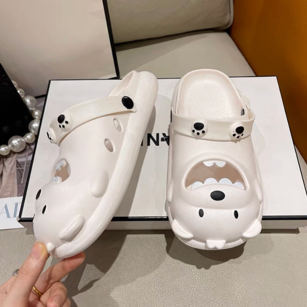 𝐢𝐃É𝐏 𝐒𝐥𝟎𝟑𝟕 Dép sục nhựa đi mưa Gấu Há Miệng cute êm chân chống trượt bít mũi Nữ thời trang