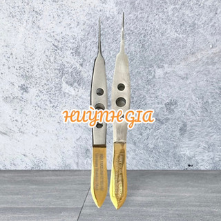 Nhíp Lỗ Đầu Nhọn - Đầu Có Mấu Cán Vàng 11cm Và 10.5cm (Chuyên dụng trong phẫu thuật, thẩm mỹ)