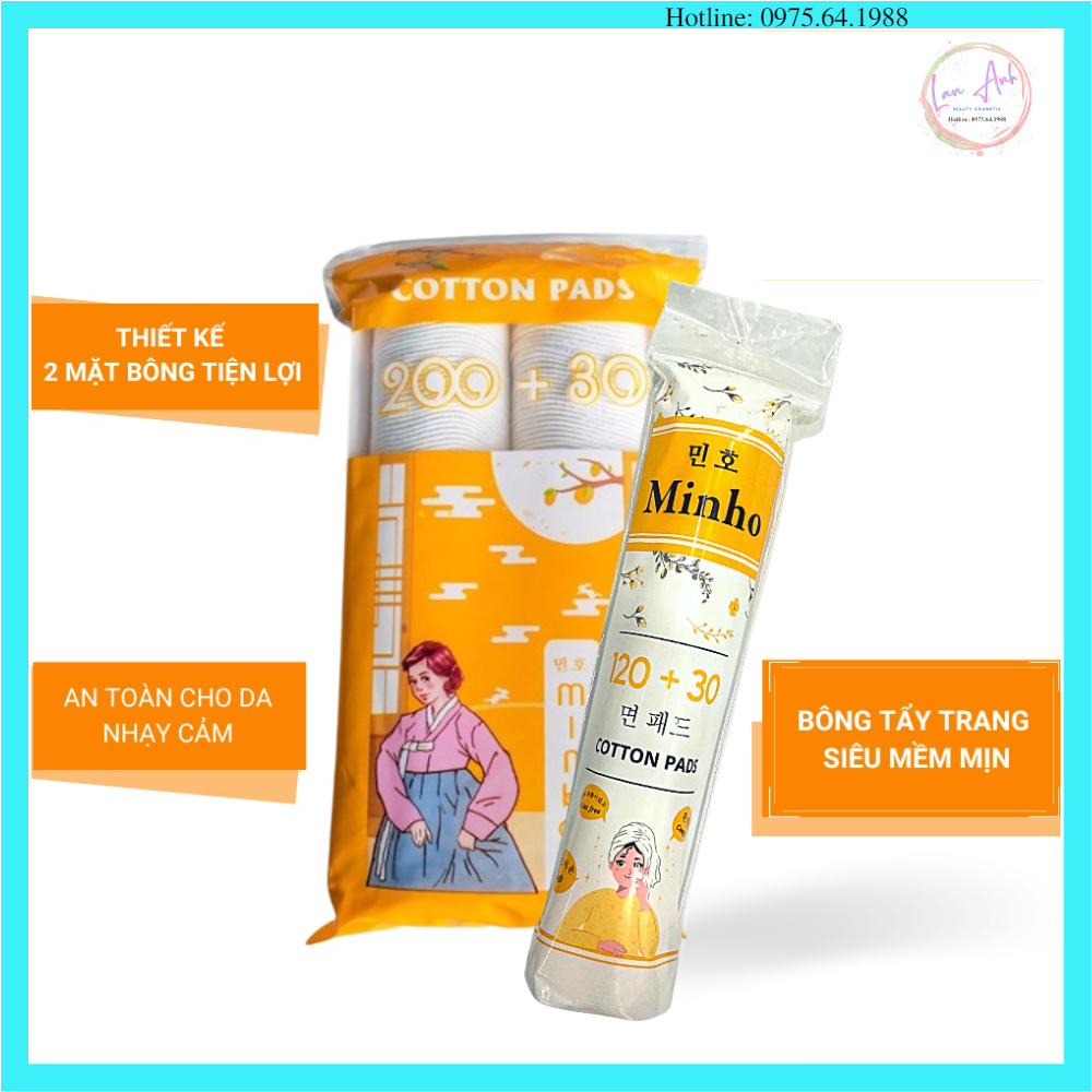 Bông Tẩy Trang Minho Cotton Pads Siêu Mềm Mịn An Toàn Cho Da Nhạy Cảm
