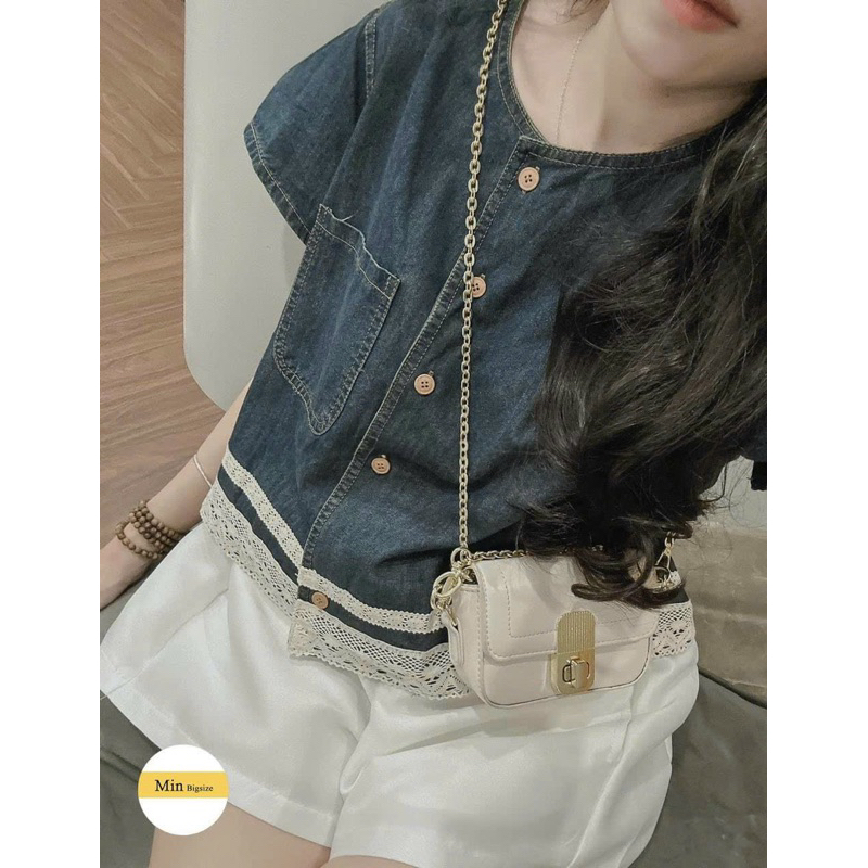 Set Jean Viền Ren Phối Quần Tafta Mã QM1257