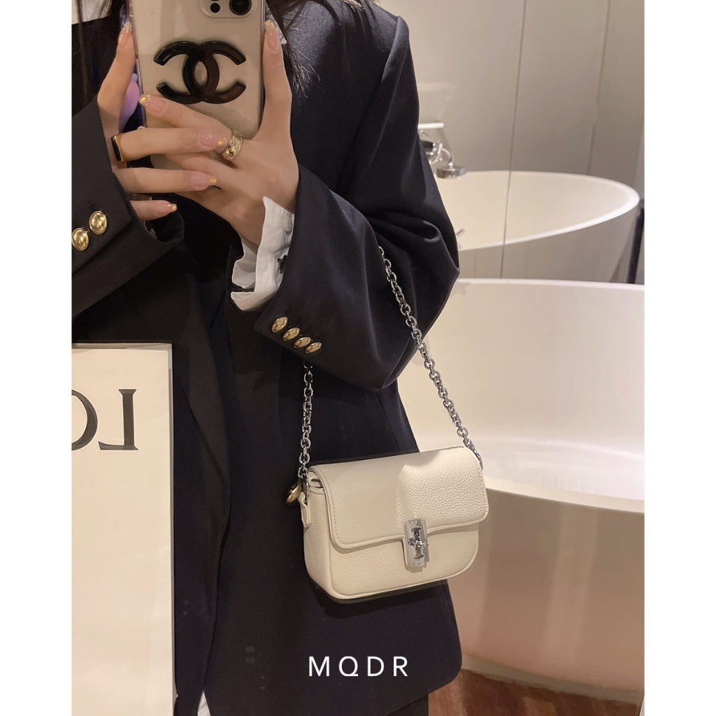 Túi xách nữ đeo chéo khóa gim băng phiên bản thiết kế điều chỉnh ngắn dài tùy ý kèm dây da và dây xích