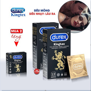 Bao cao su durex. bcs durex kingtex size 49mm ôm sát hộp 12 cái. mua combo 2 hộp 12 cái tặng 1 hộp 3 cái hàng chính hãng