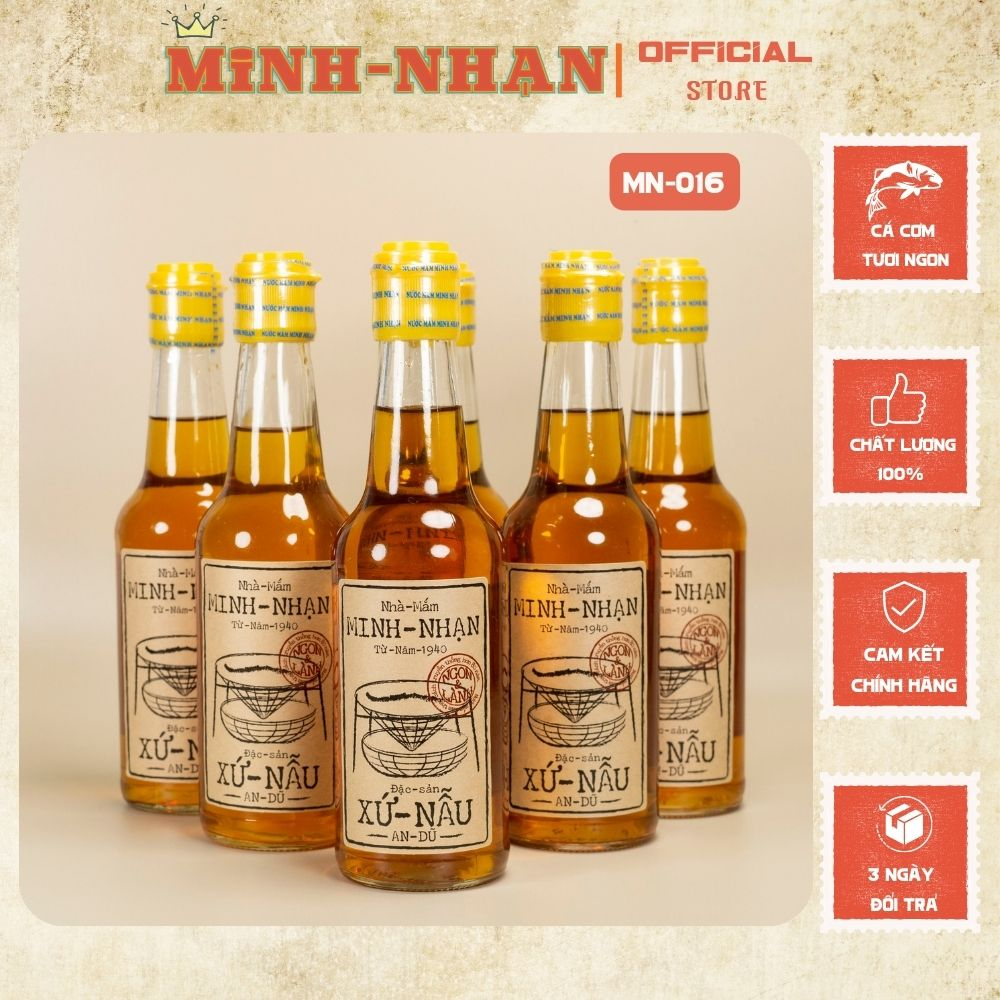 Nước mắm cá cơm ngon thùng 6 chai nguyên chất Minh Nhạn Bình Định độ đạm 40