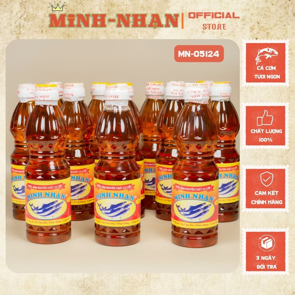 Nước mắm nguyên chất thùng 12 chai 460ml truyền thống Minh Nhạn Bình Định độ đạm 25