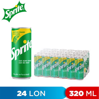 Thùng 24 lon nước ngọt có ga Sprite 330ml