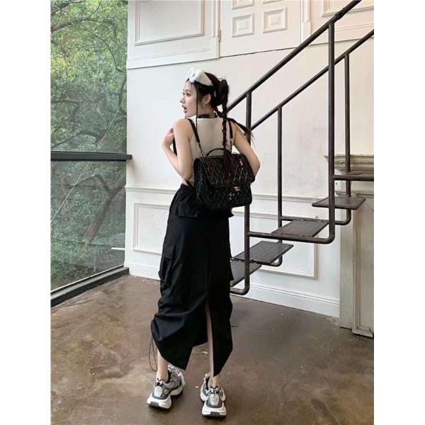 Chân váy rút sườn túi hộp mã mới hot hit siêu xinh , Chân váy dáng dài phối túi hộp dây rút siêu hot