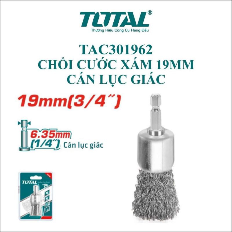 Chổi cước xám cốt lục giác gắn máy vít TOTAL TAC301962