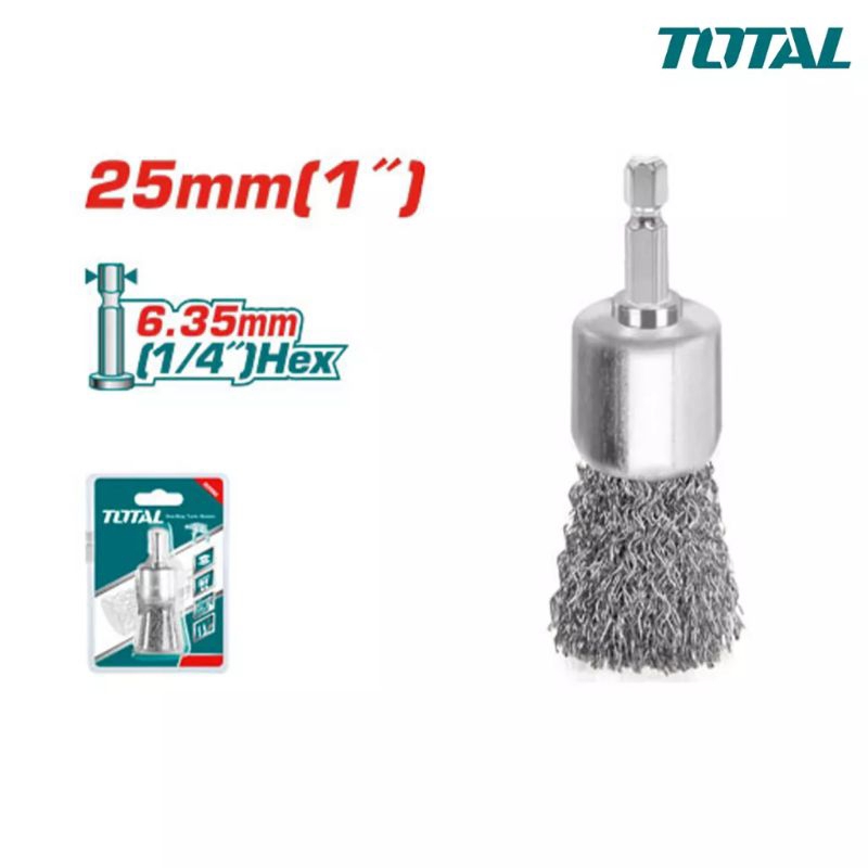 Chổi cước xám 25mm cốt lục giác gắn máy vít TOTAL TAC302562