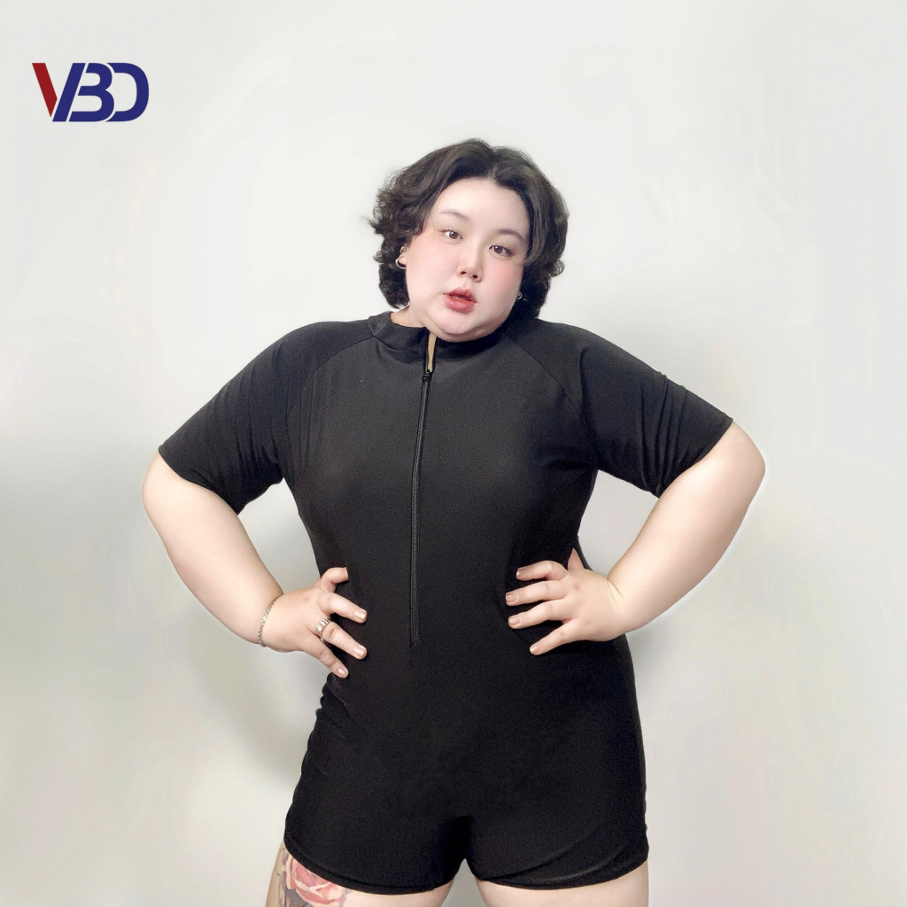 Đồ bơi liền thân tay ngắn kiểu jumsuit bigsize cho nàng béo từ 65 tới 100kg