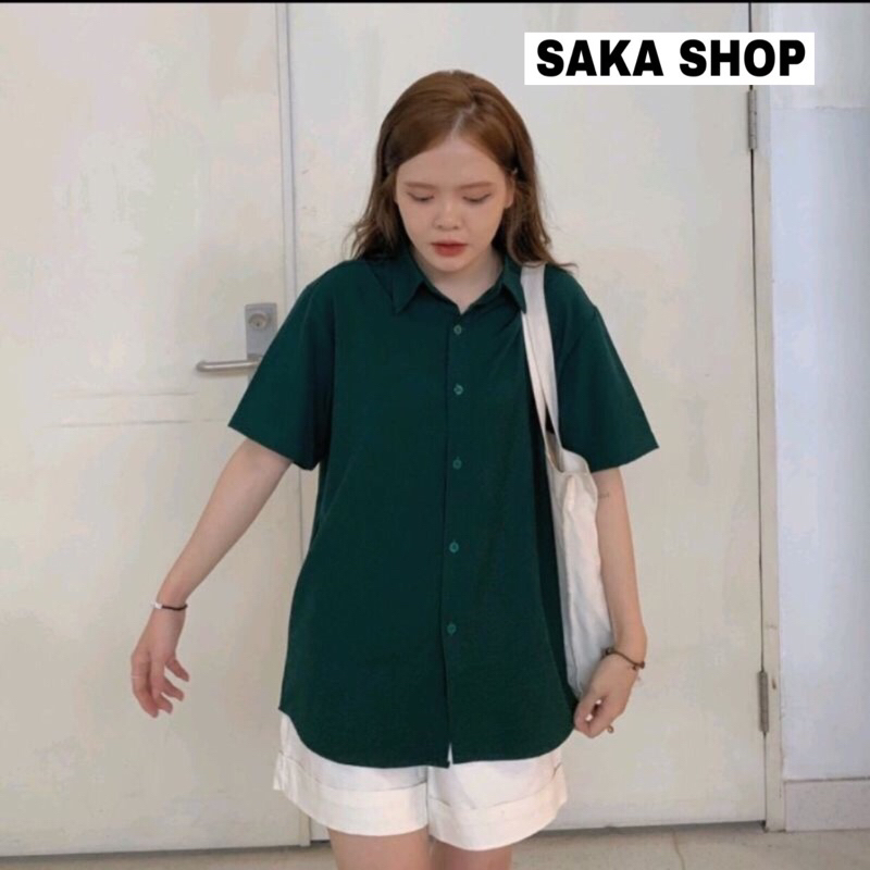 Áo sơ mi trắng nữ tay ngắn kate lụa Hàn không nhăn nhiều màu