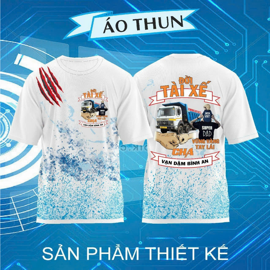Áo thun Đời Tài Xế - Mã 01 In full thân 3D 2 mặt cực chất