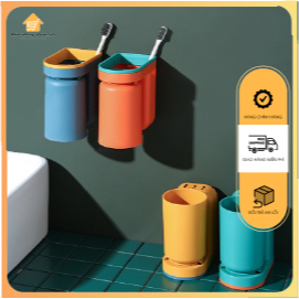 Bộ Cốc Để Bàn Chải Đánh Răng Gắn Tường Cho Bé Kèm Sticker trang trí
