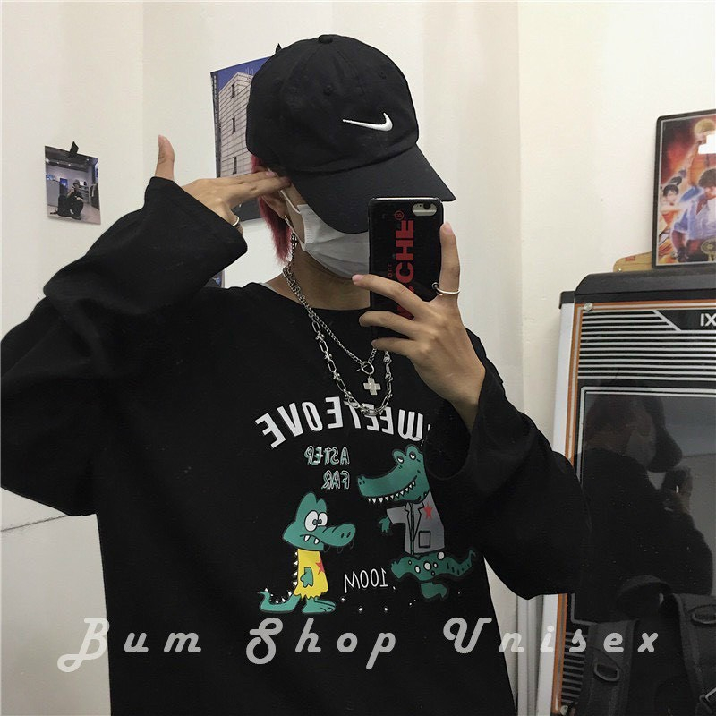 Áo thun form rộng TAY DÀI CÁ SẤU SWEET EOVE , áo phông form rộng Từ 50-70kg