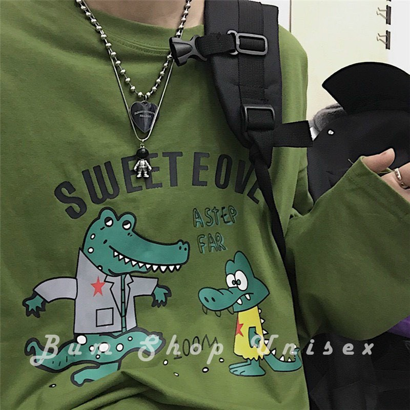 Áo thun form rộng TAY DÀI CÁ SẤU SWEET EOVE , áo phông form rộng Từ 50-70kg