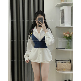 Áo 2 dây jean cúp ngực màu đậm