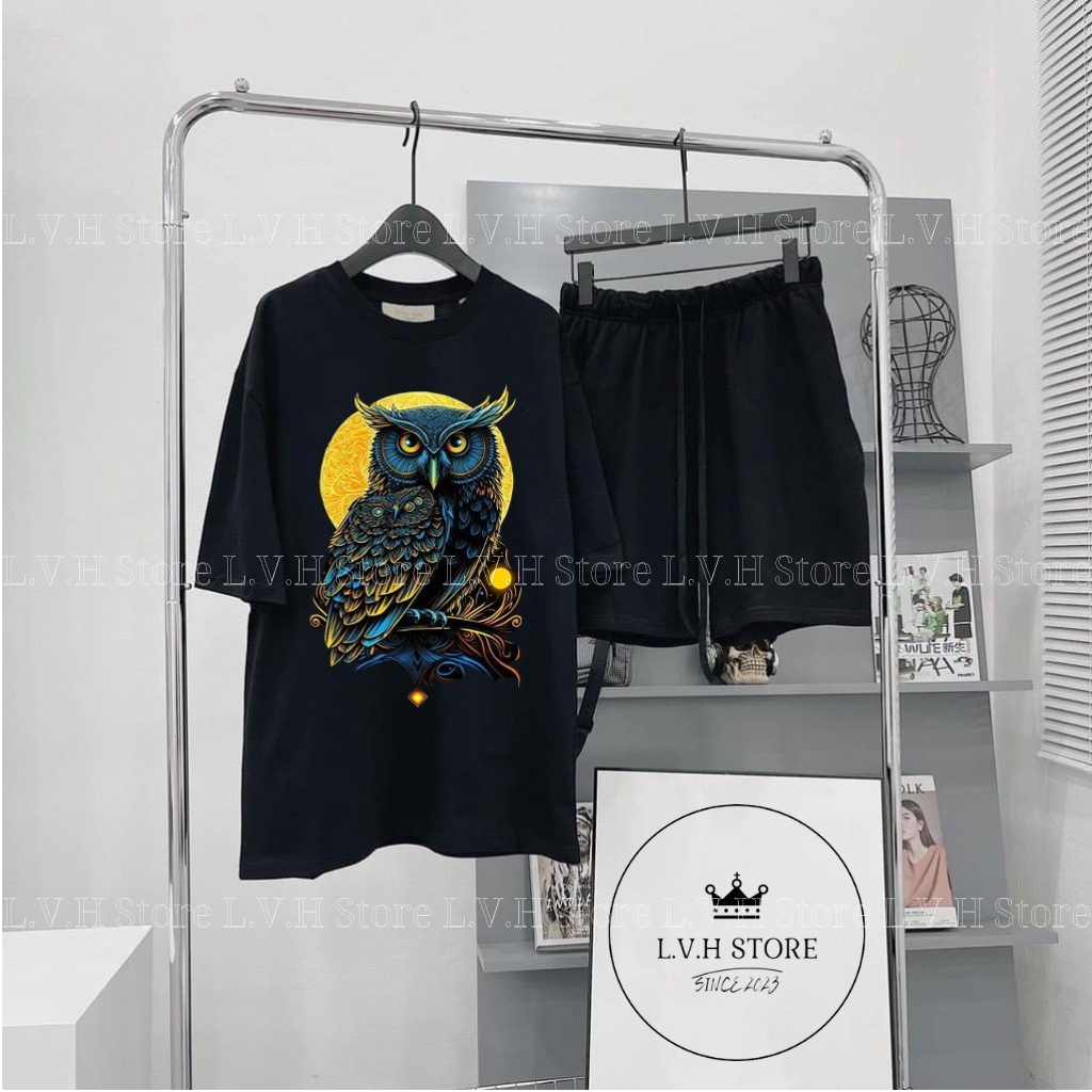 Bộ Cổ Tròn Hình Cú Mèo 1 Phong Cách Nam Nữ Cao Cấp, Chất Vải Cotton 100% Cao Cấp Siêu HÓT !!!