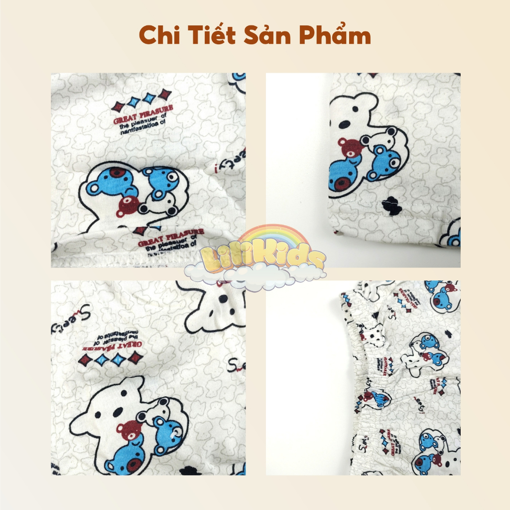 Quần đùi bé trai bé gái Quảng Châu cao cấp, quần cộc LiLiKids chất vải cotton mặc nhà cho bé