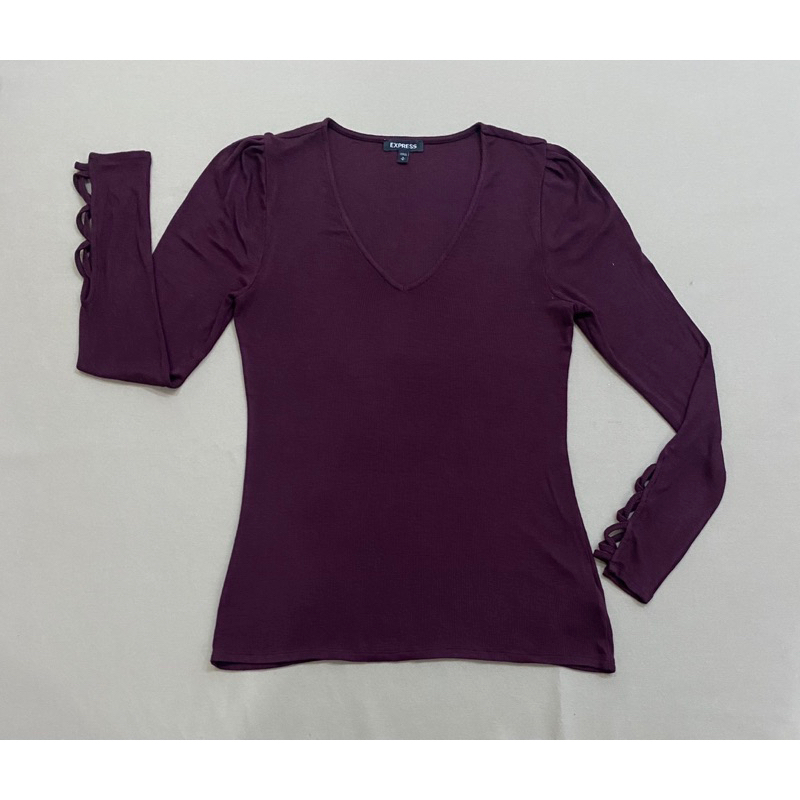 Áo thun gân cổ tim tay dài - Thanh lý vnxk