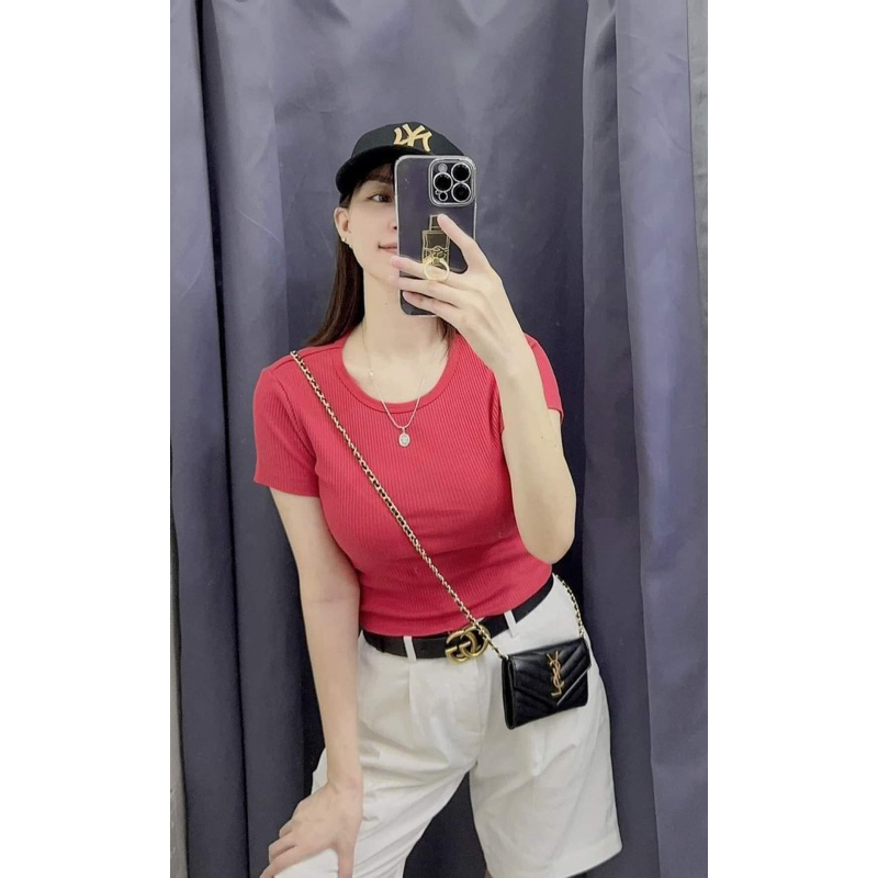Áo thun tăm croptop Uni xách Nhật size S